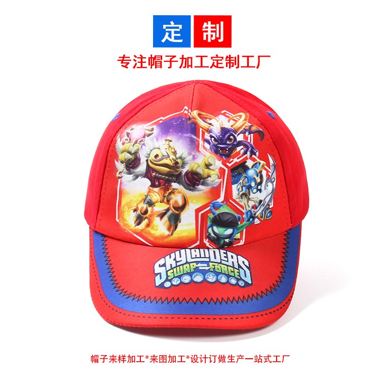 小孩印花卡通動漫圖案定制棒球帽子